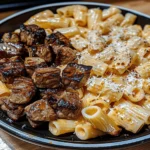 Cajun Steak Cheesy Rigatoni Parmesan