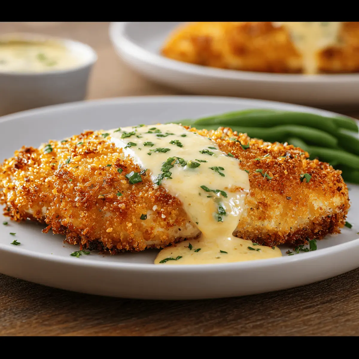 Crispy Parmesan Chicken with Rich Garlic Sauce You’ll Crave