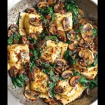 Mushroom Ravioli with Spinach