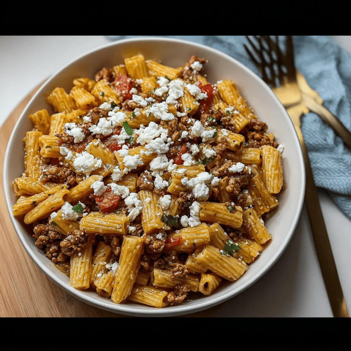 Tomato and Sausage Pasta: Indulgent Comfort with Goat Cheese