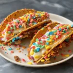 Fruity Pebbles Cheesecake Tacos