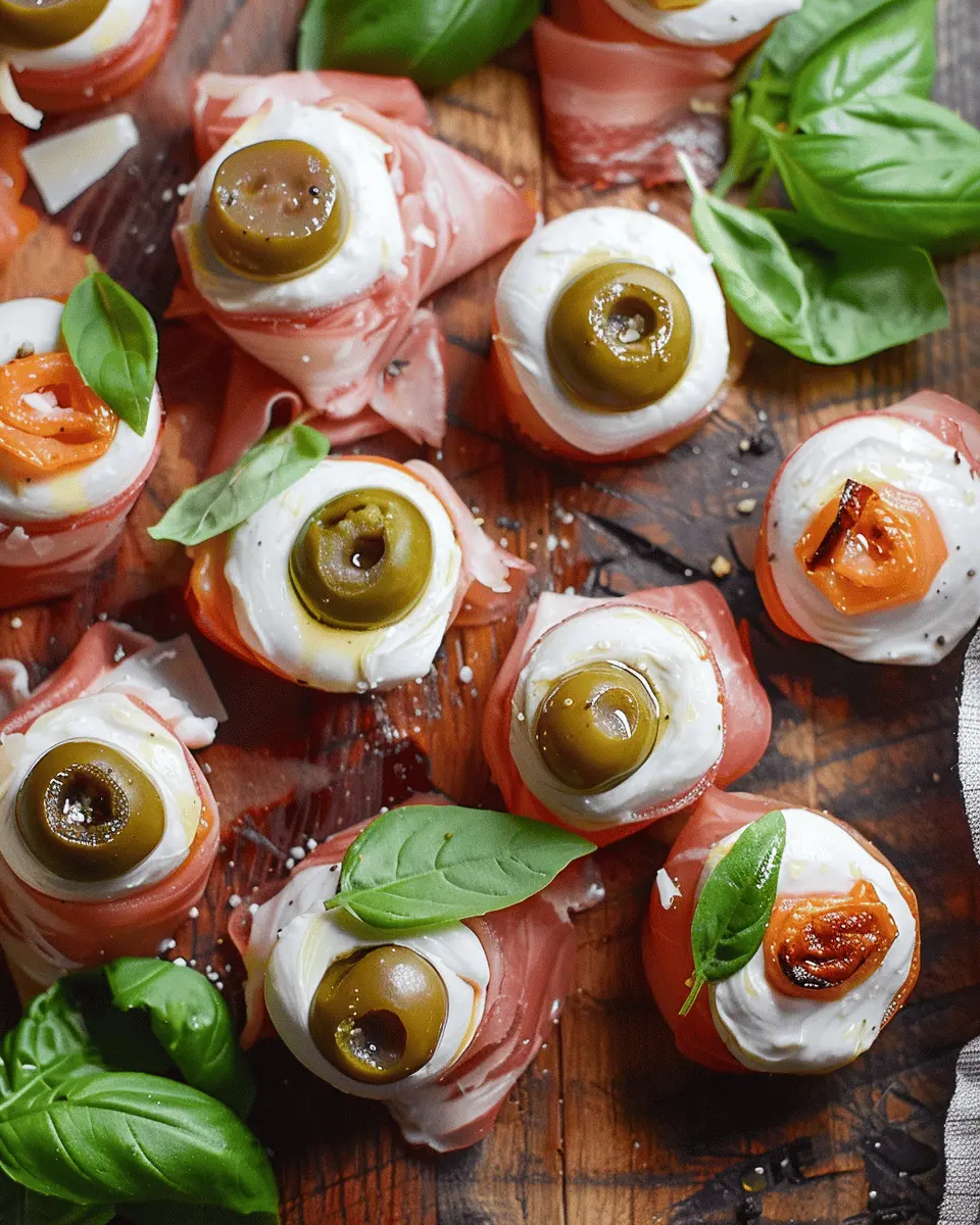 Antipasto Eyeballs: Easy Appetizer with Turkey Bacon Magic
