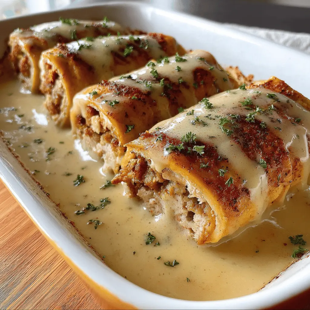Stuffing Roll Ups: Indulgent Turkey Bacon & Creamy Gravy Delight