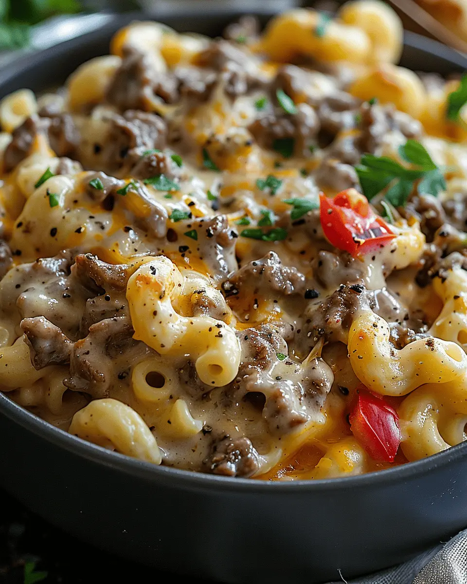 High-Protein Creamy Philly Cheesesteak Mac & Cheese Delight