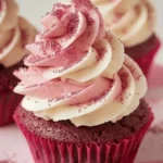 Pink Velvet Cupcakes with Vanilla Buttercream Frosting