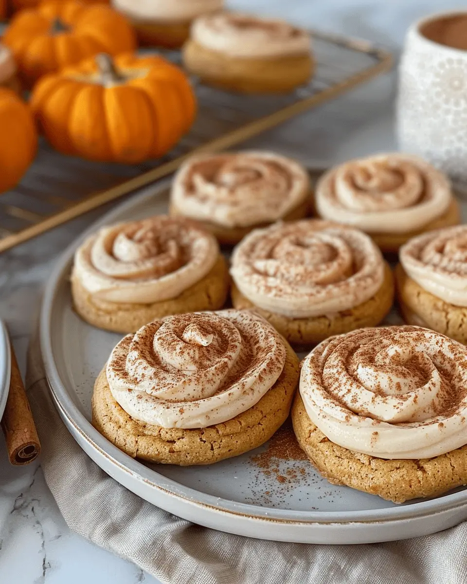 Soft Pumpkin Cookies with Cinnamon Frosting