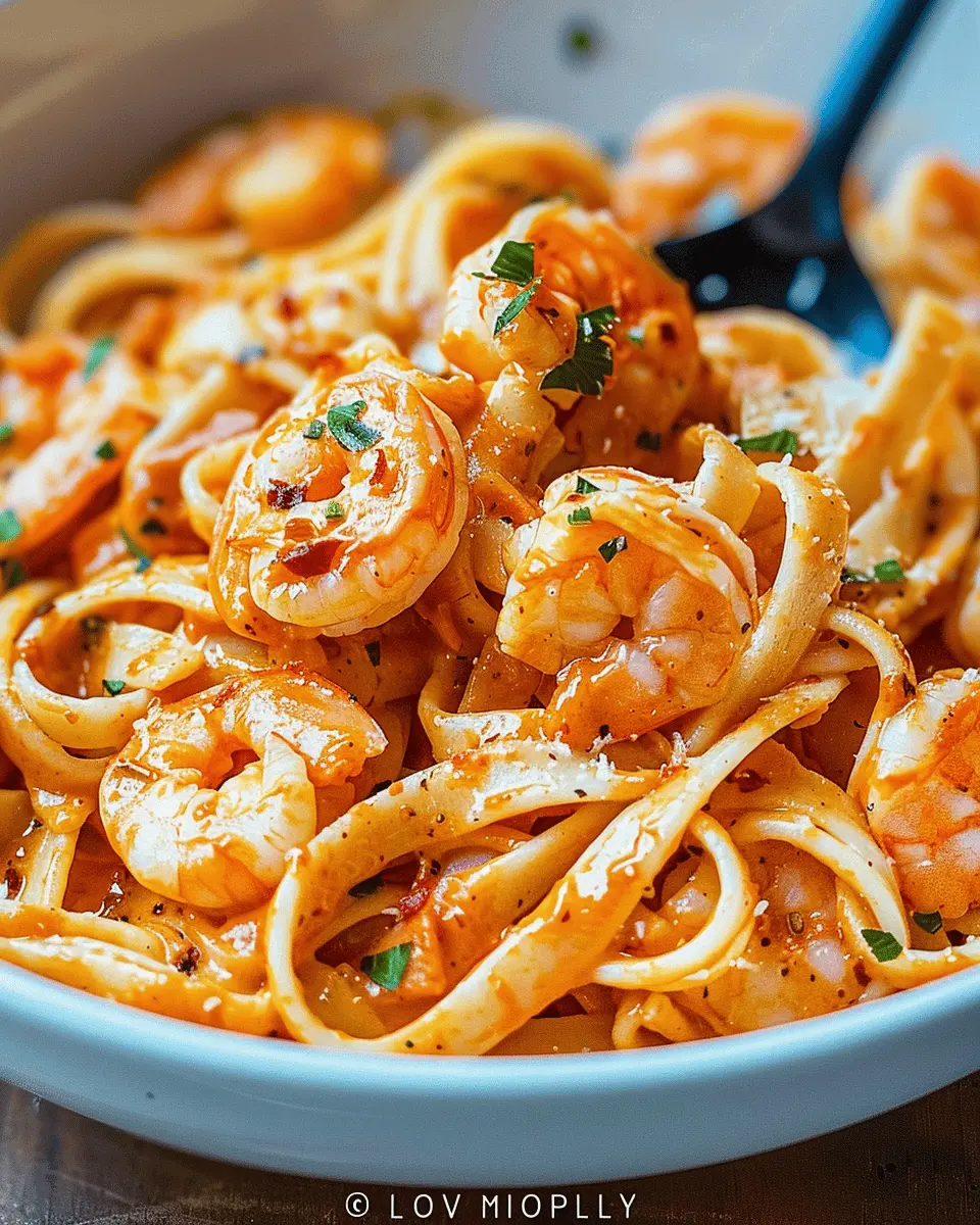 Shrimp Fettuccine with Roasted Pepper Sauce: Indulgent Comfort Food