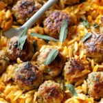 Sage Turkey Meatballs with Pumpkin Orzo