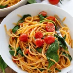 One Pot Pasta with Spinach and Tomatoes