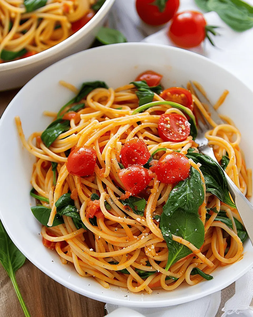 One Pot Pasta with Spinach and Tomatoes: Easy Comfort Food Delight