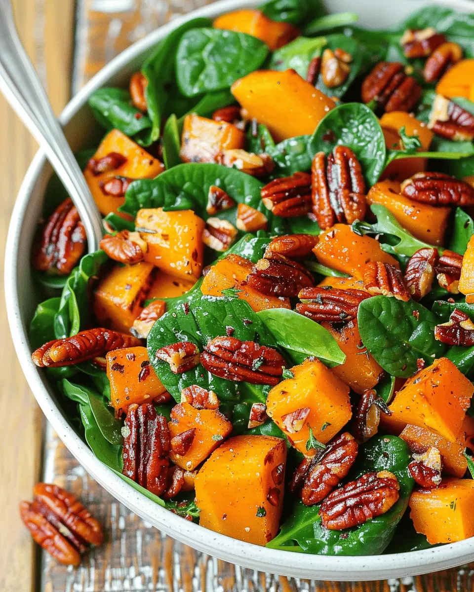 Butternut Squash Salad: Easy Spinach, Pecans, and Turkey Bacon Delight