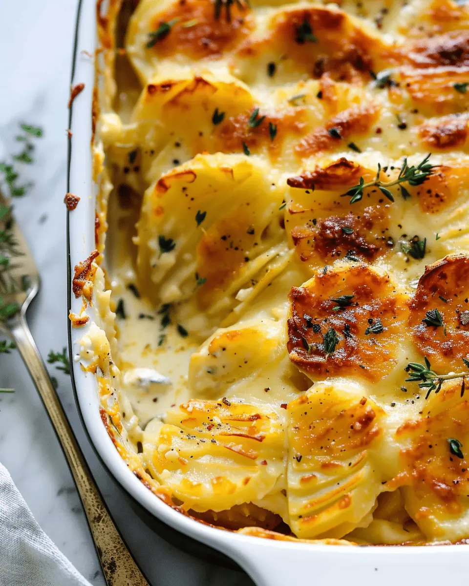 Cheesy Scalloped Potatoes with Turkey Bacon and Chicken Ham Delight