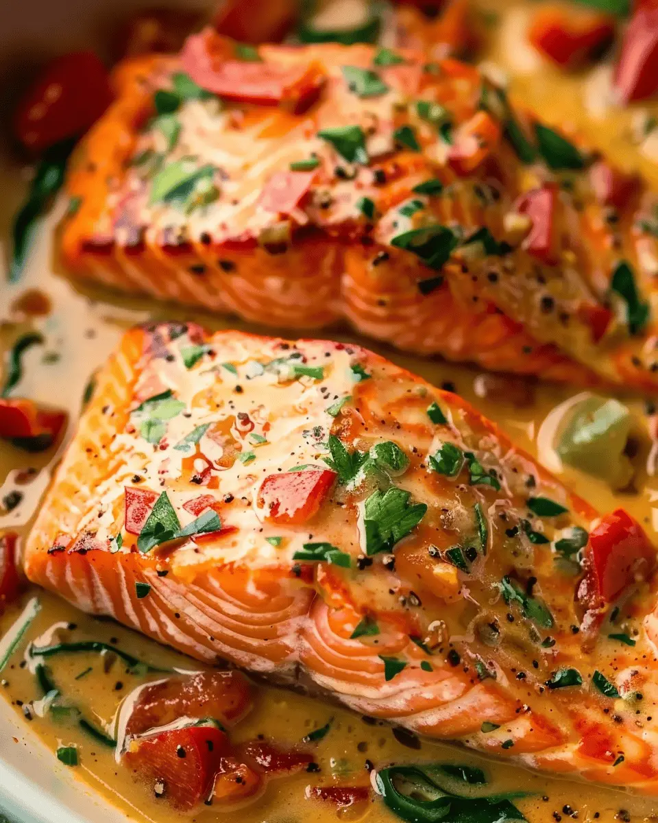 Salmon in Roasted Pepper Sauce: A Deliciously Easy Dinner Delight
