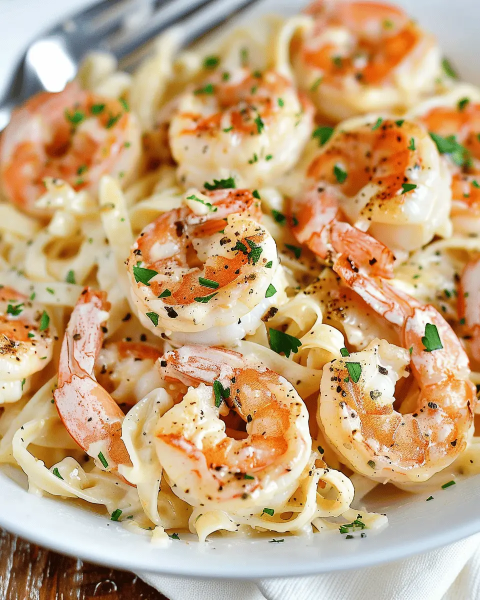 Shrimp Alfredo: Indulgent Creamy Twist with Turkey Bacon and Chicken Ham