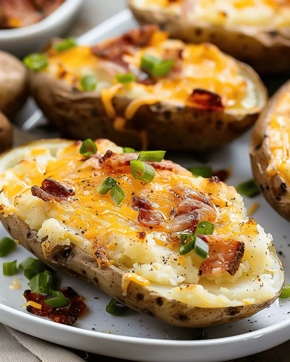 Loaded Twice Baked Potatoes: Indulgent Turkey Bacon and Chicken Ham Delight