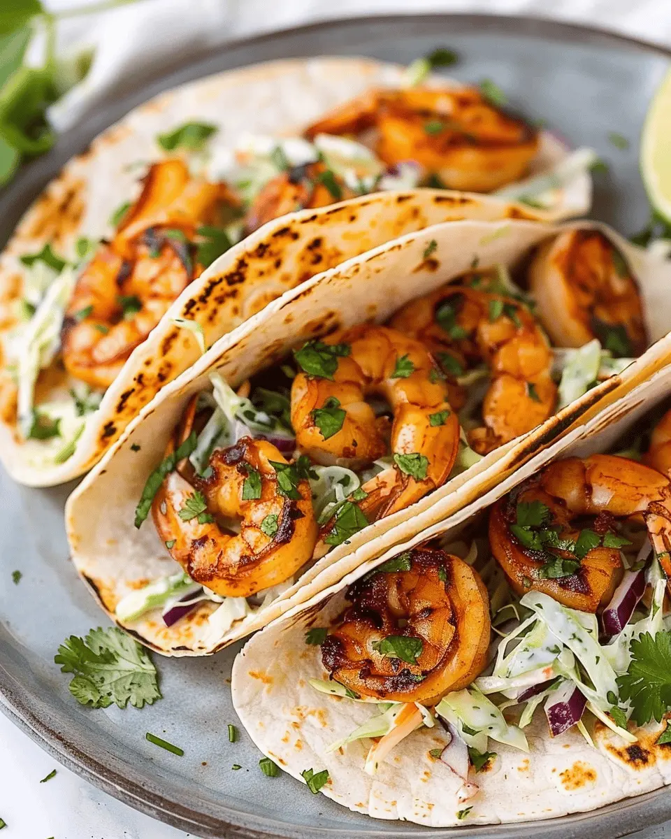 Cilantro Lime Shrimp Tacos with Creamy Slaw