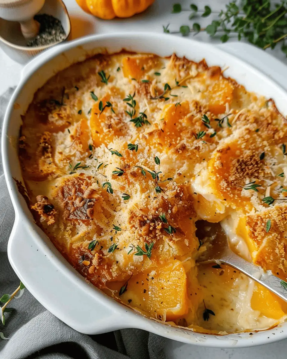 Cheesy Butternut Squash Gratin