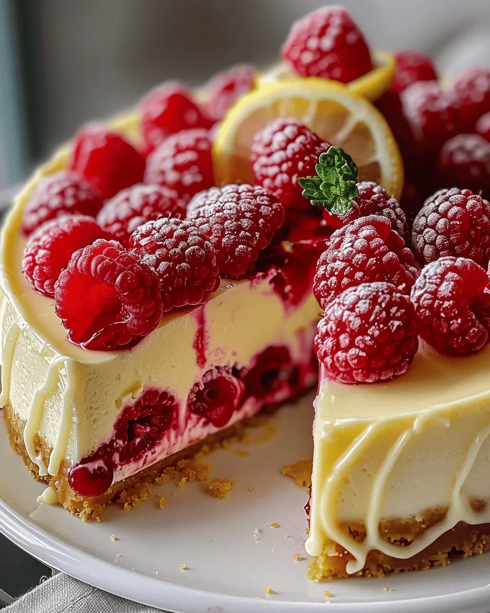 Tangy Raspberry Lemon Cheesecake: Indulgent White Chocolate Delight