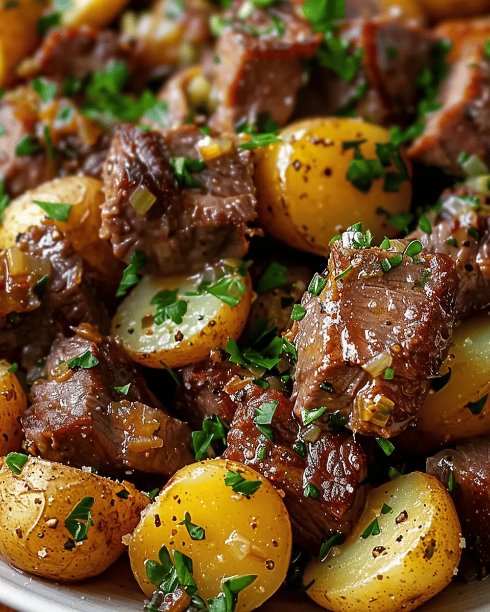 Slow Cooker Garlic Butter Beef Bites with Tender Potatoes Delight