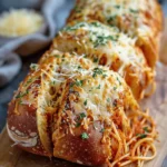 Spaghetti Stuffed Garlic Bread