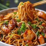 Sticky Garlic Chicken Noodles Recipe