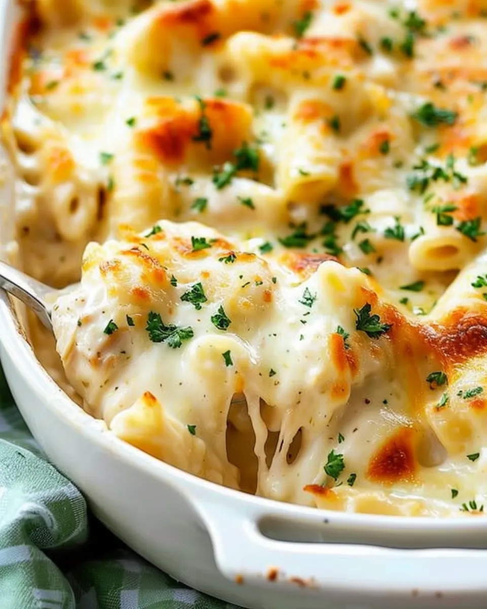 Chicken Alfredo Bake: Easy Comfort Food with Turkey Bacon Delight