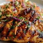 Sticky Apple Cider Chicken with Crisp Autumn Slaw