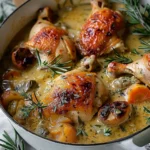 Herb Roasted Chicken in Creamy White Wine Sauce