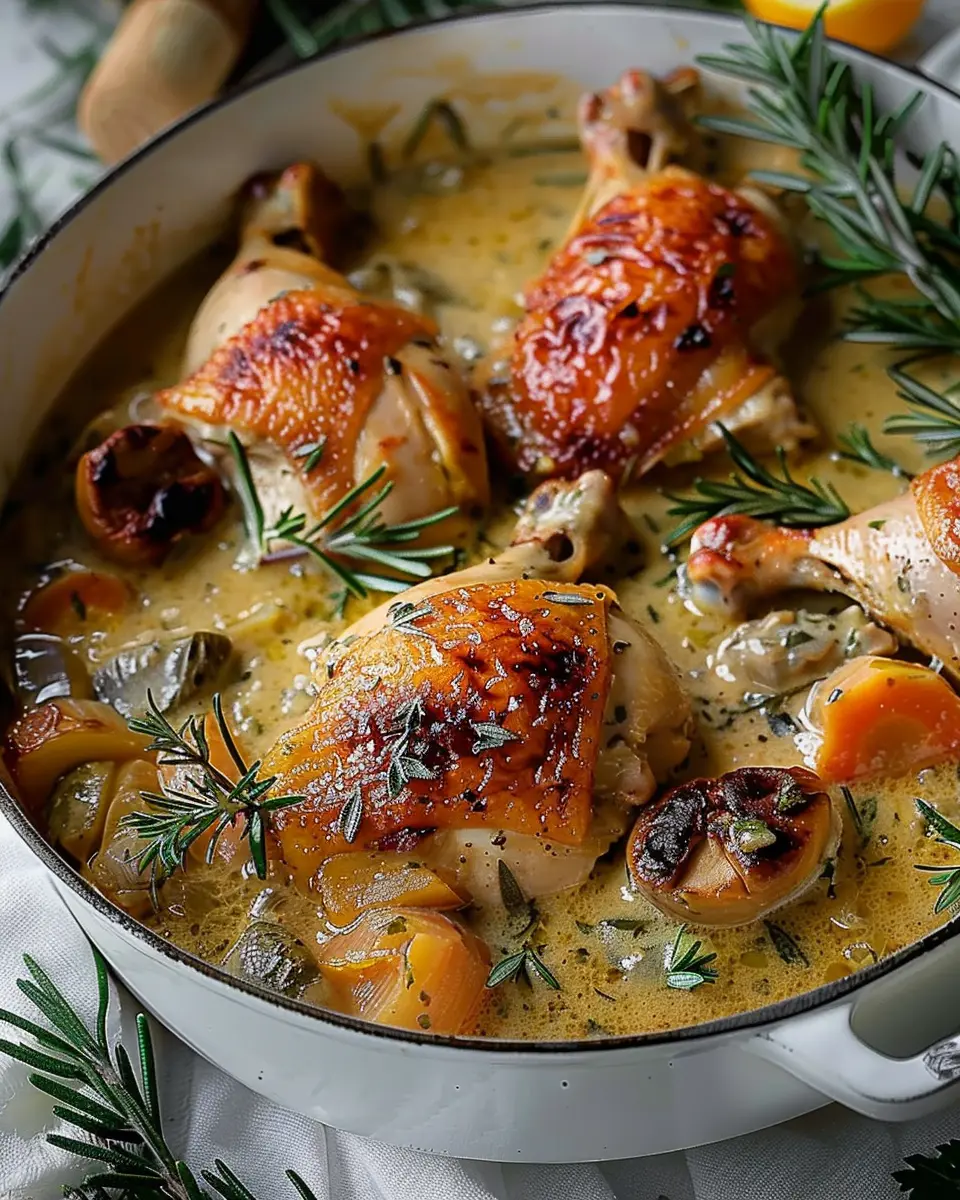 Herb Roasted Chicken in Creamy Garlic Sauce – A Cozy Delight