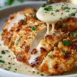 Creamy Parmesan Crusted Chicken with Garlic Sauce