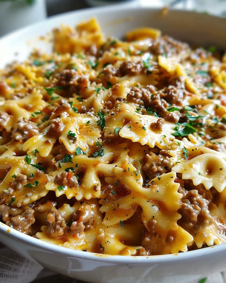 Cajun Cream Cheese Alfredo Bowties with Spiced Ground Beef Bliss