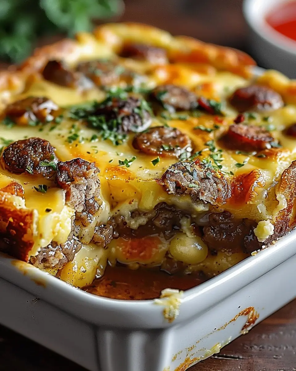 Irresistible pancake sausage breakfast bake recipe with turkey bacon