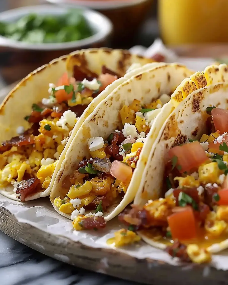 Tasty Baked Breakfast Tacos with Turkey Bacon and Chicken Ham