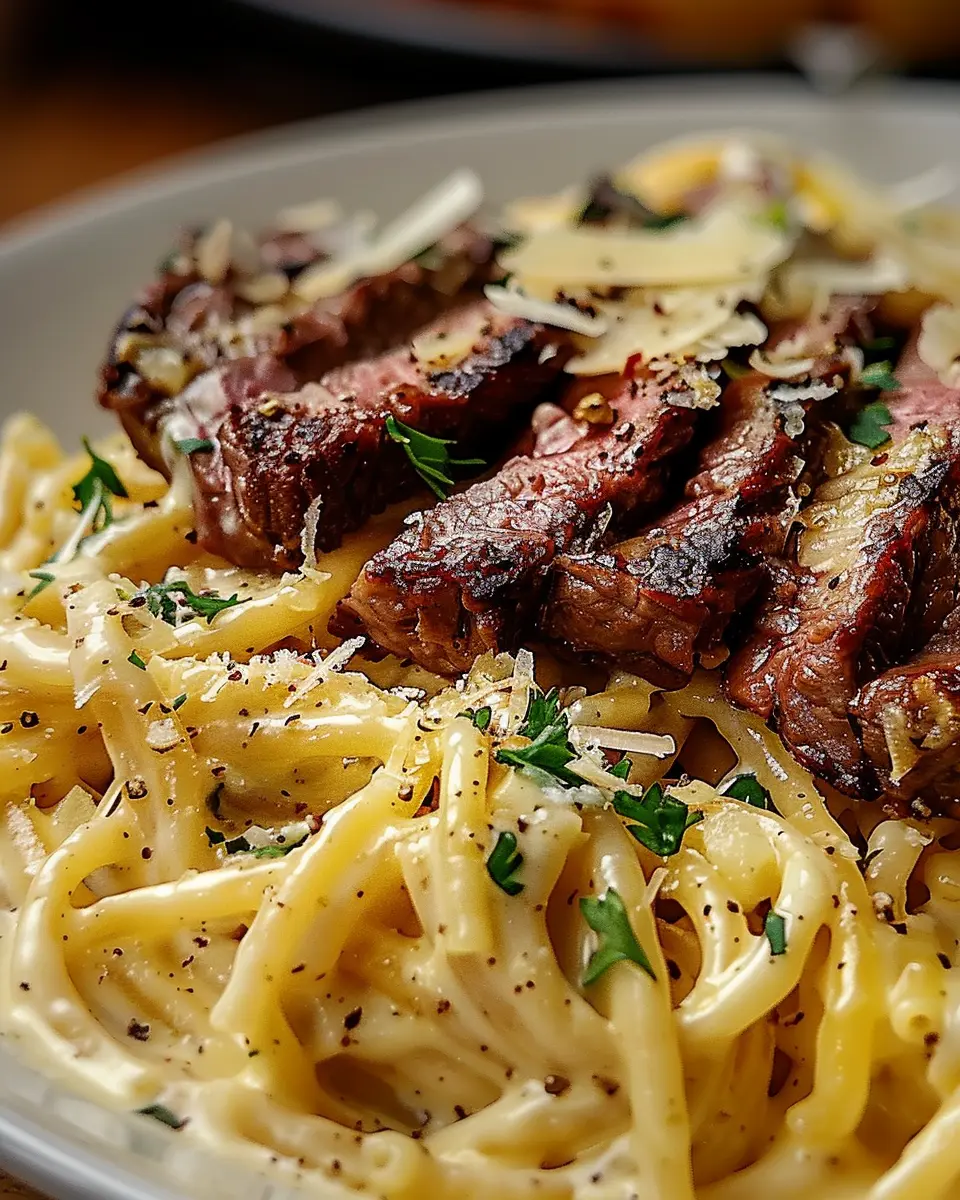 Steak and Creamy Garlic Parmesan Pasta: A Juicy Comfort Meal
