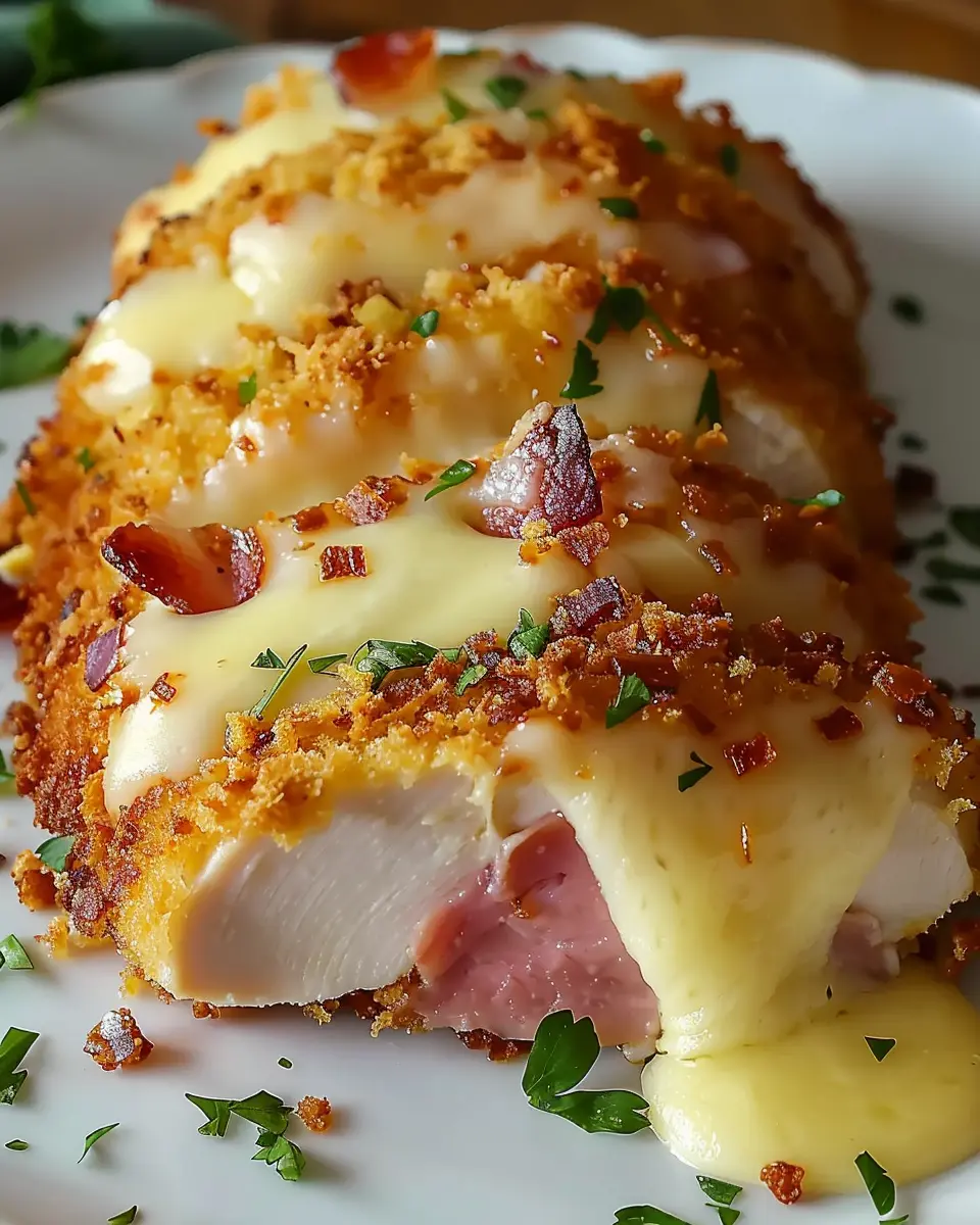 Irresistible Chicken Cordon Bleu with Turkey Bacon and Chicken Ham