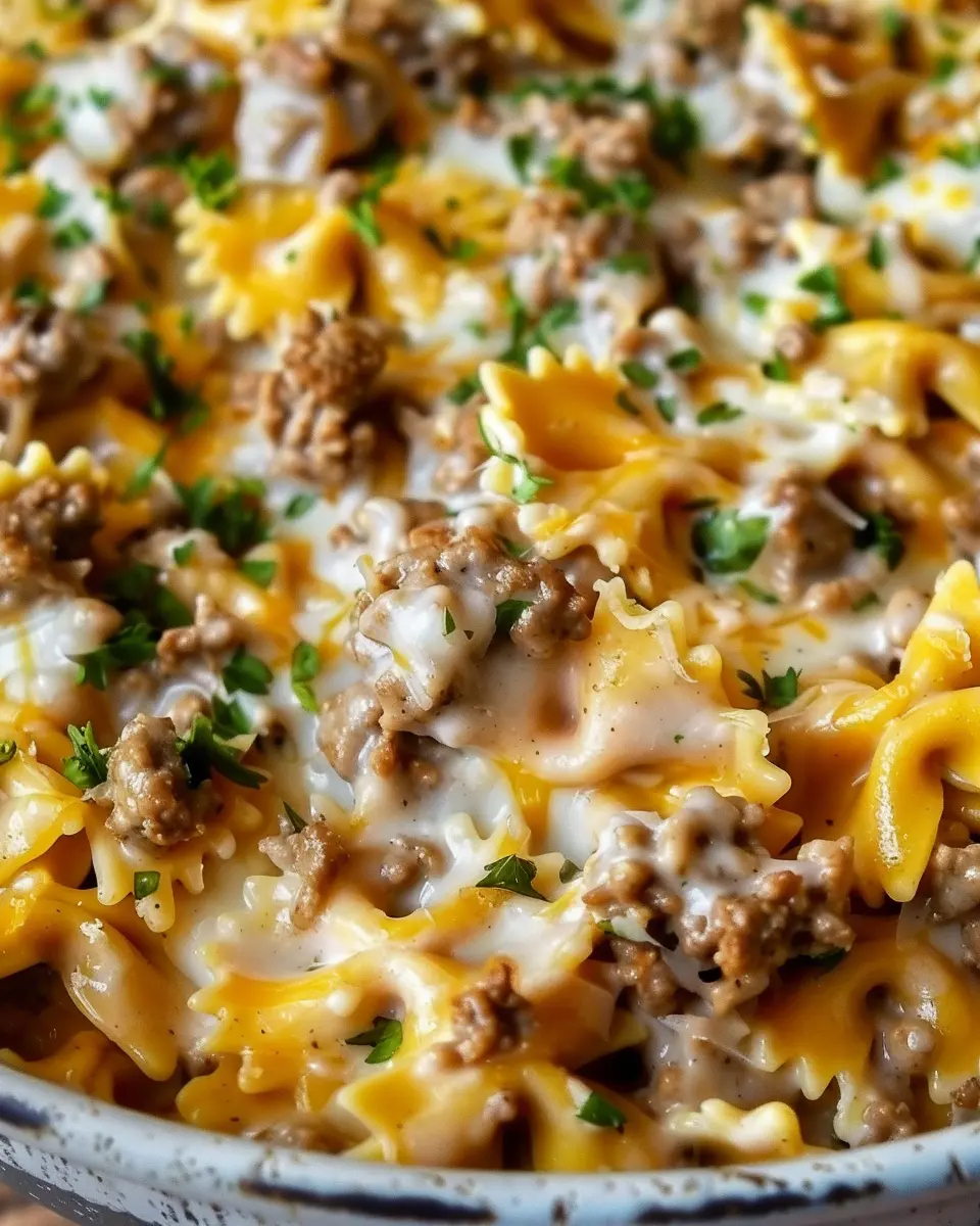 Cajun Cream Cheese Alfredo Bowties: Indulgent Spiced Beef Bliss