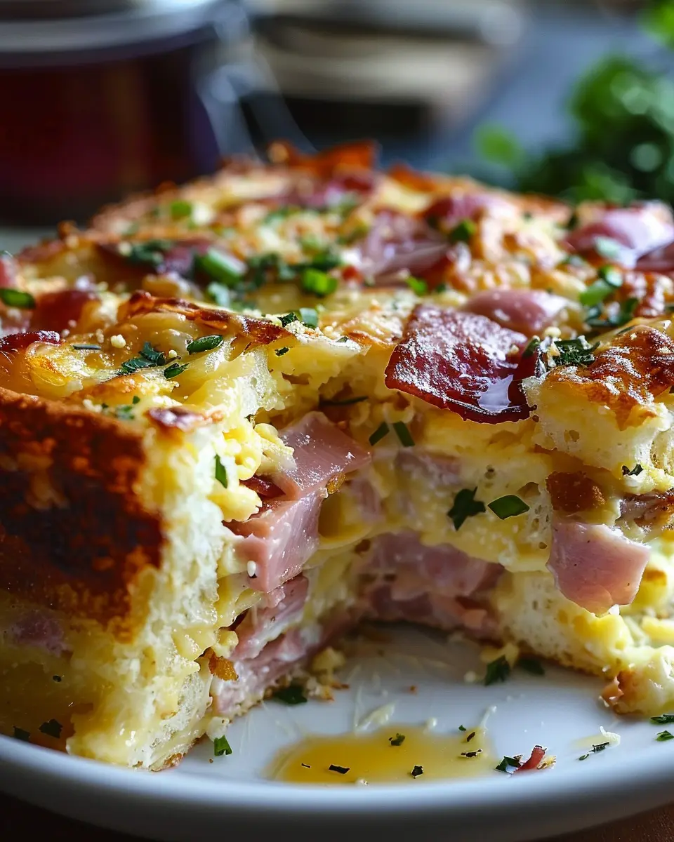 Monte Cristo Breakfast Casserole: Easy Turkey Bacon &amp; Chicken Ham Delight
