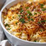 French Onion Chicken Orzo Casserole