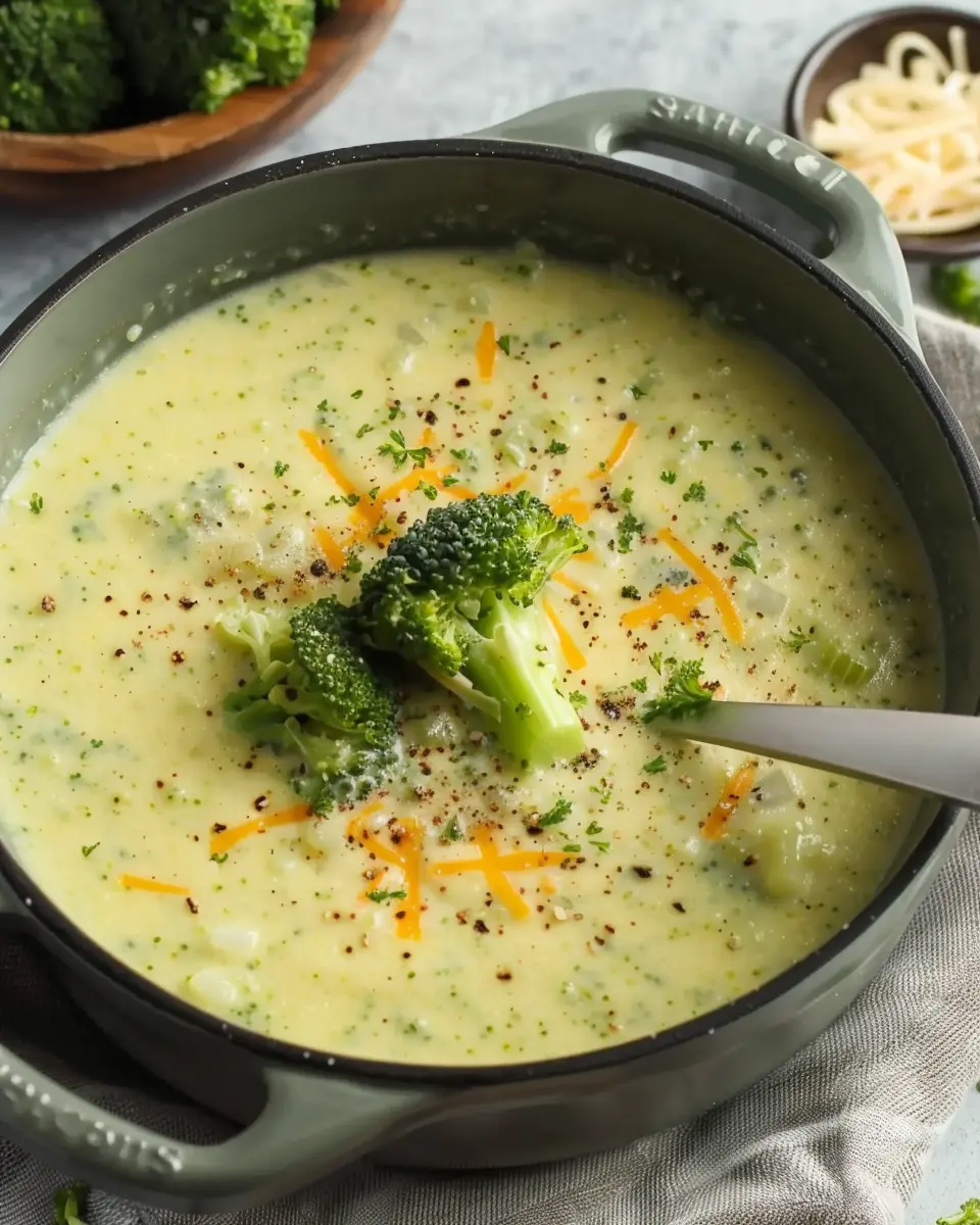High Protein Broccoli Cheddar Soup with Turkey Bacon Twist
