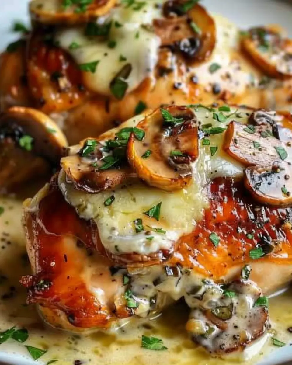Gouda &amp; Mushroom Stuffed Chicken: Juicy Delight for Dinner