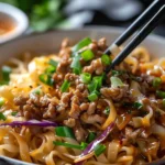 Potsticker Noodle Bowl with Pork & Cabbage Slaw