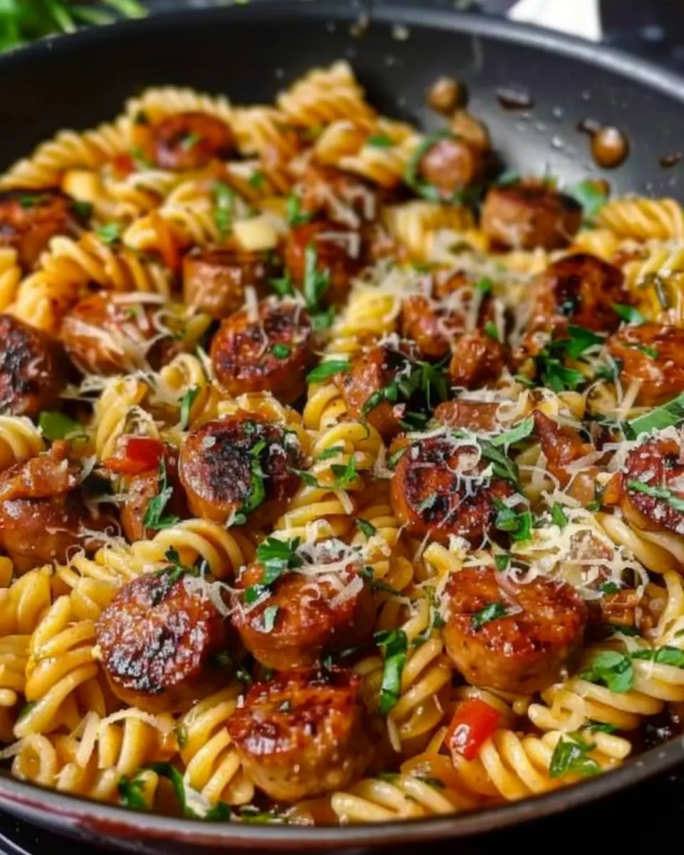 Sticky Honey Garlic Sausage Pasta Skillet: An Easy Family Favorite