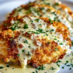 Parmesan Crusted Chicken with Creamy Garlic Sauce