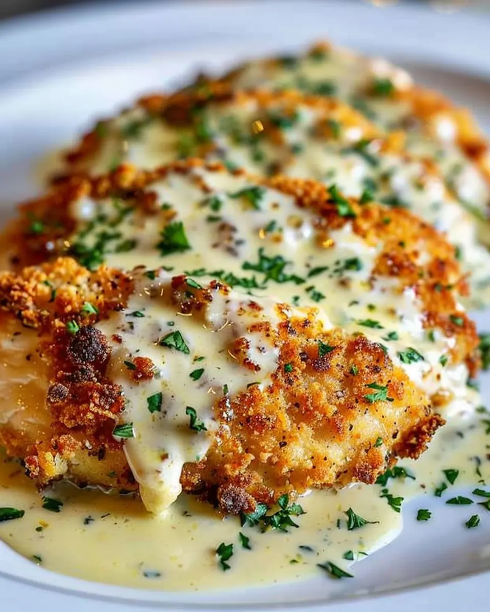 Parmesan Crusted Chicken with Creamy Garlic Sauce: A Deliciously Indulgent Favorite