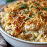 French Onion Chicken Orzo Casserole