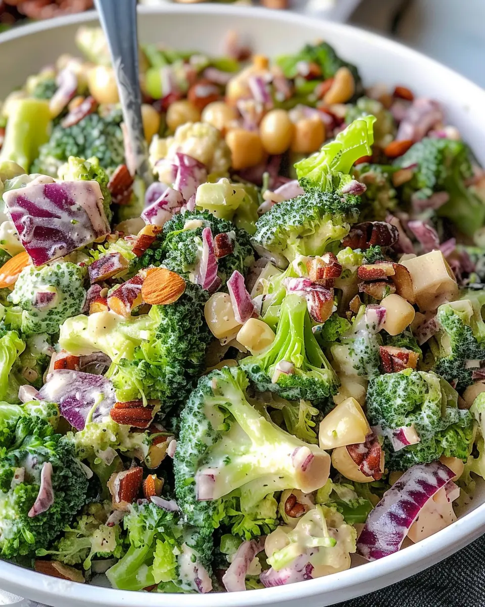Broccoli Salad Delight with Turkey Bacon and Chicken Ham Twist
