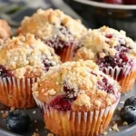 Muffins de Vainilla con Arándanos y Crumble