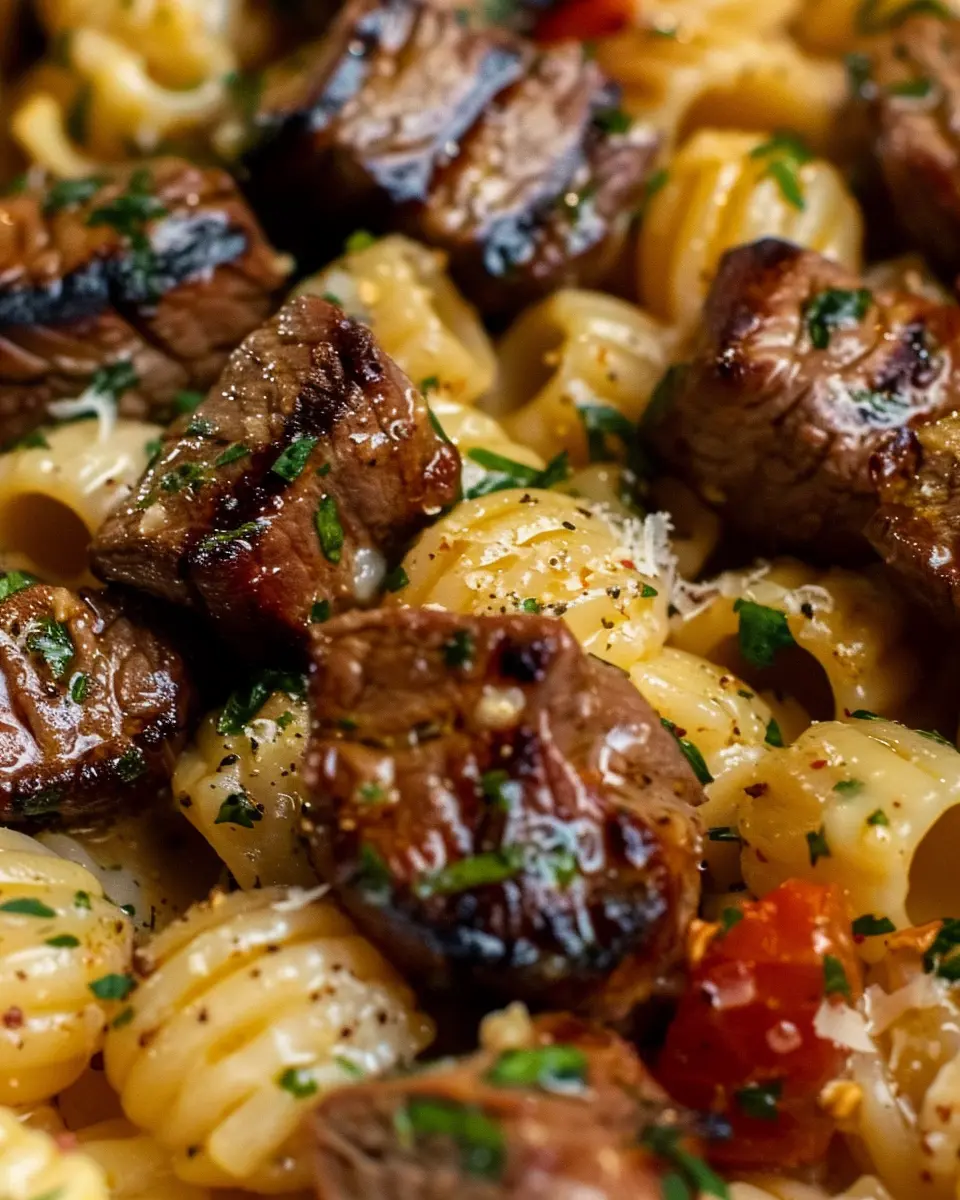 Garlic Butter Steak Bites & Shell Pasta: A Juicy Creamy Delight