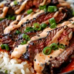 Korean BBQ Steak Rice Bowls with Spicy Cream Sauce