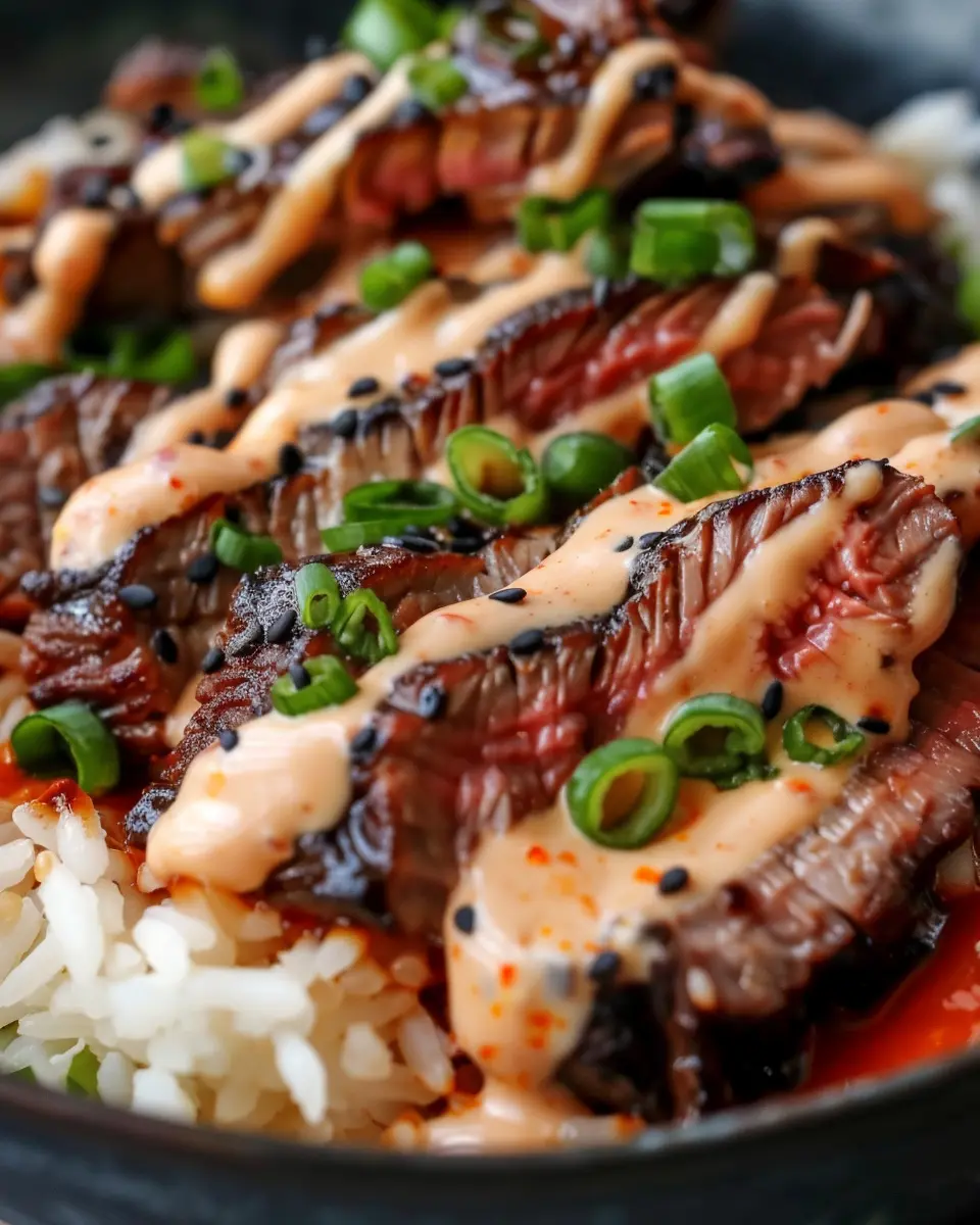 Korean BBQ Steak Rice Bowls: A Spicy Cream Sauce Delight